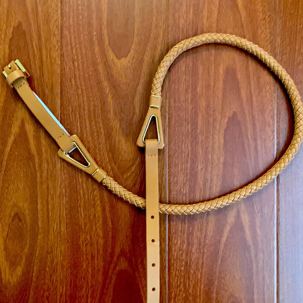 Brown Braided Belt with Gold Finishes